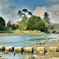 Buy canvas prints of Lerryn Stepping Stones, Cornwall by Neil Mottershead