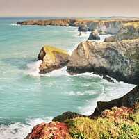 Buy canvas prints of High Tide At Bedruthan Steps. by Neil Mottershead