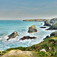 Buy canvas prints of Bedruthan Steps, Cornwall. by Neil Mottershead