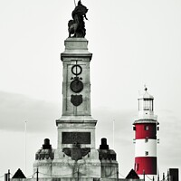 Buy canvas prints of Armada  Memorial & Smeaton's Tower, Plymouth Hoe. by Neil Mottershead