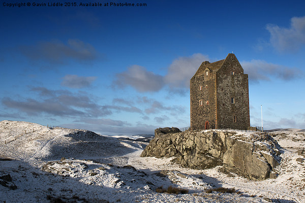  Smailholm Tower in the Snow Picture Board by Gavin Liddle