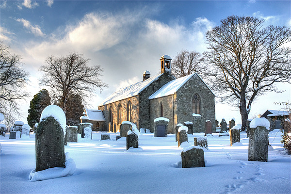 Ednam Kirk in the Snow Picture Board by Gavin Liddle