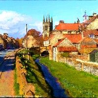 Buy canvas prints of Helmsley Castlegate, A digital painting produced f by John Gibson