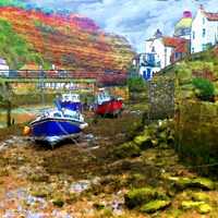 Buy canvas prints of Boats at Rest a digital painting processed from a  by John Gibson