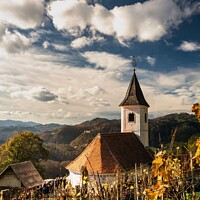 Buy canvas prints of A church with a mountain in the background by BRANKO BALAŠKO