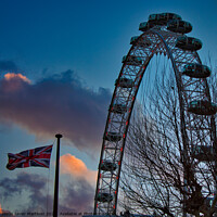 Buy canvas prints of Majestic London Eye with Union Jack by Jesus Martínez
