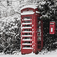 Buy canvas prints of Snowy Red Telephone Box by Jaxx Lawson