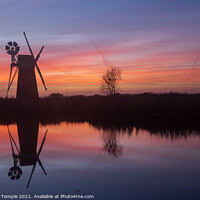 Buy canvas prints of Turf Fen Drainage Mill at Sunset  by Hannah Temple