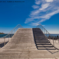 Buy canvas prints of Faaborg harbor bathing swimming ramp at the marina, Denmark by Frank Bach