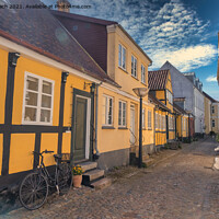 Buy canvas prints of Old narrow streets in faaborg city, Denmark by Frank Bach