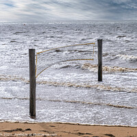 Buy canvas prints of Beach Volley net on Hjerting public beach promenade in Esbjerg,  by Frank Bach