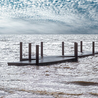 Buy canvas prints of Flooded bathing pier on Hjerting public beach promenade in Esbje by Frank Bach