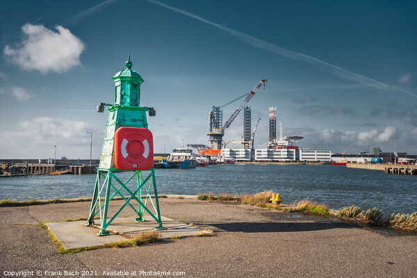 Beacon lighthouse in Esbjerg harbor, Denmark Picture Board by Frank Bach