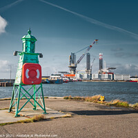 Buy canvas prints of Beacon lighthouse in Esbjerg harbor, Denmark by Frank Bach