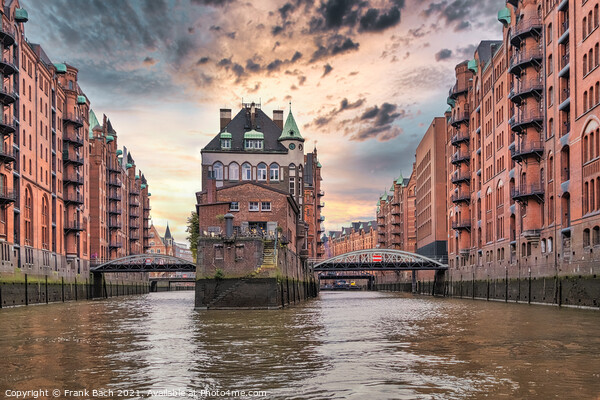 Canals and warehouses in Speicherstadt of Hamburg, Germany Picture Board by Frank Bach
