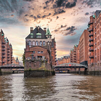 Buy canvas prints of Canals and warehouses in Speicherstadt of Hamburg, Germany by Frank Bach