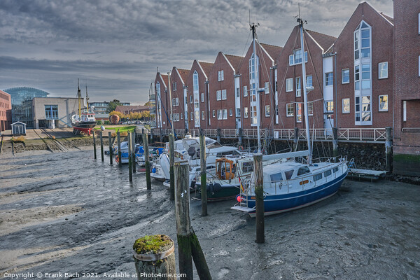 Husum harbor at ebb tide in the marshes, Germany Picture Board by Frank Bach