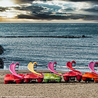 Buy canvas prints of Small boats made of plastic in Playa Los Americas on Tenerife, S by Frank Bach