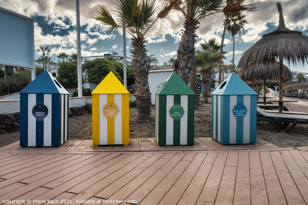Garbage bins in many colors in Playa Los Americas on Tenerife, S Picture Board by Frank Bach