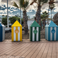 Buy canvas prints of Garbage bins in many colors in Playa Los Americas on Tenerife, S by Frank Bach