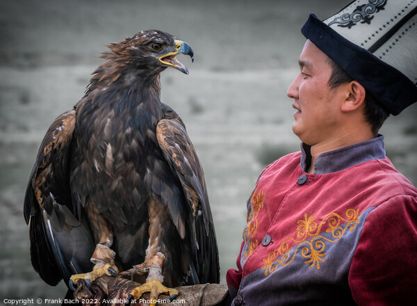 Falconeer and falcon in Kyrgyzstan Picture Board by Frank Bach