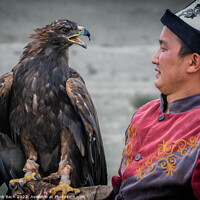 Buy canvas prints of Falconeer and falcon in Kyrgyzstan by Frank Bach