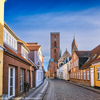 Buy canvas prints of Cathedral in old medieval city Ribe, Denmark by Frank Bach