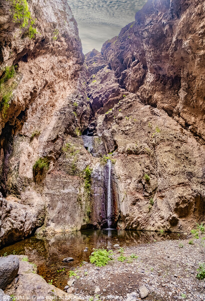 Barranco del Infierno waterfall on trekking walking path near Ad Picture Board by Frank Bach