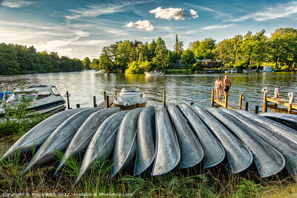 Ry Silkeborg camping grounds canoes Skyttehuset in the Danish La Picture Board by Frank Bach