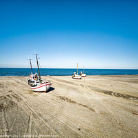 Buy canvas prints of Fishing vessels cutters at Slettestrand in rural Denmark  by Frank Bach