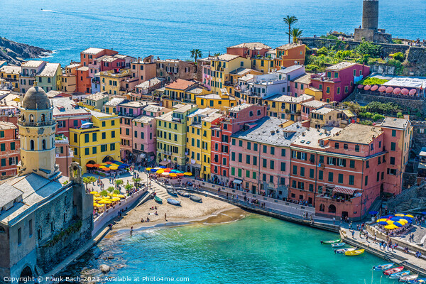 Small town of Vernazza in Cinque Terre Liguria in Italy Picture Board by Frank Bach