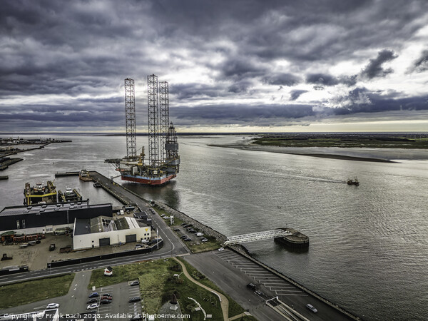 Oil rigs in Esbjerg harbor at the North Sea,  Denmark Picture Board by Frank Bach