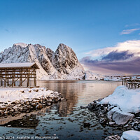 Buy canvas prints of Cod drying racks in Hamnoy on Lofoten, Norway by Frank Bach