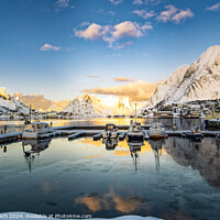 Buy canvas prints of Hamnoy on Lofoten, Wiev over the small town, Norway by Frank Bach