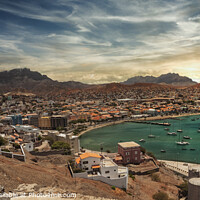 Buy canvas prints of Panorama over Mindelo Harbor on Sao Vicente, Cape Verde Islands by Frank Bach