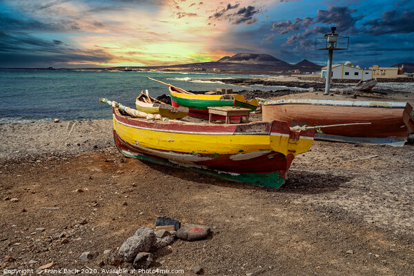 Fishermans boats on isla Sao Vicennte on Cape Verde Islands Picture Board by Frank Bach