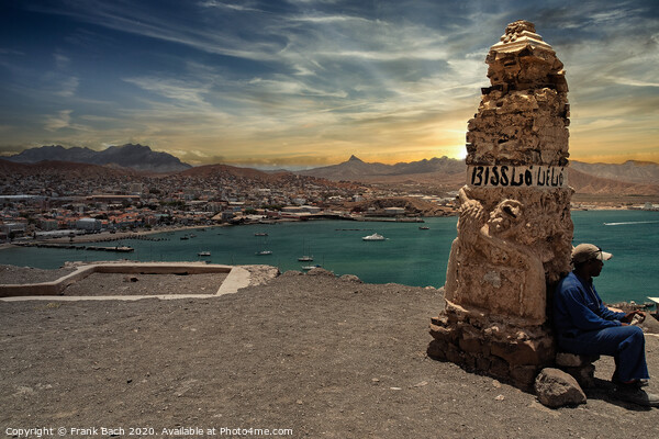 Panorama over Mindelo Harbor on Sao Vicente, Cape Verde Islands Picture Board by Frank Bach