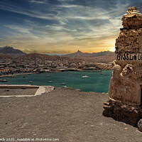 Buy canvas prints of Panorama over Mindelo Harbor on Sao Vicente, Cape Verde Islands by Frank Bach