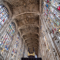 Buy canvas prints of King's College chapel interior ceiling in Cambridge, England by Frank Bach