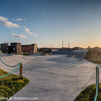 Buy canvas prints of Skateboard area park in Thyboroen, Denmark by Frank Bach