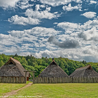 Buy canvas prints of Iron age settlement living museum near Vingsted Vejle, Denmark by Frank Bach