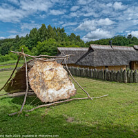 Buy canvas prints of Iron age settlement living museum near Vingsted Vejle, Denmark by Frank Bach