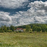 Buy canvas prints of Haraldskaer castle near Vejle in the nature, Denmark by Frank Bach
