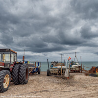 Buy canvas prints of Coastal cutter on the beach at Lild Strand in Thy, Denmark by Frank Bach