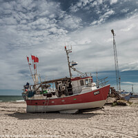 Buy canvas prints of Coastal cutters at Thorup beach in the western part of Denmark by Frank Bach