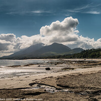Buy canvas prints of Croagh Patrick in clouds seen from Louisburgh small harbor, Ireland by Frank Bach