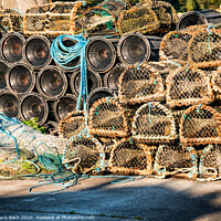 Buy canvas prints of Lobster traps in the port of Westport, western Ireland by Frank Bach