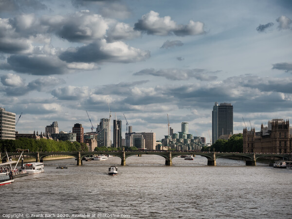 Thames with docklands and the Parliament Picture Board by Frank Bach