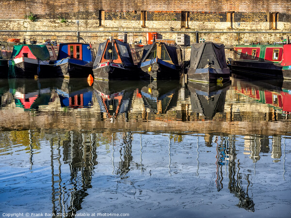 Boats in the canals in London on the way to Camden Picture Board by Frank Bach