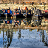 Buy canvas prints of Boats in the canals in London on the way to Camden by Frank Bach